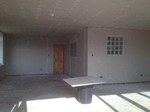 An extension being boarded