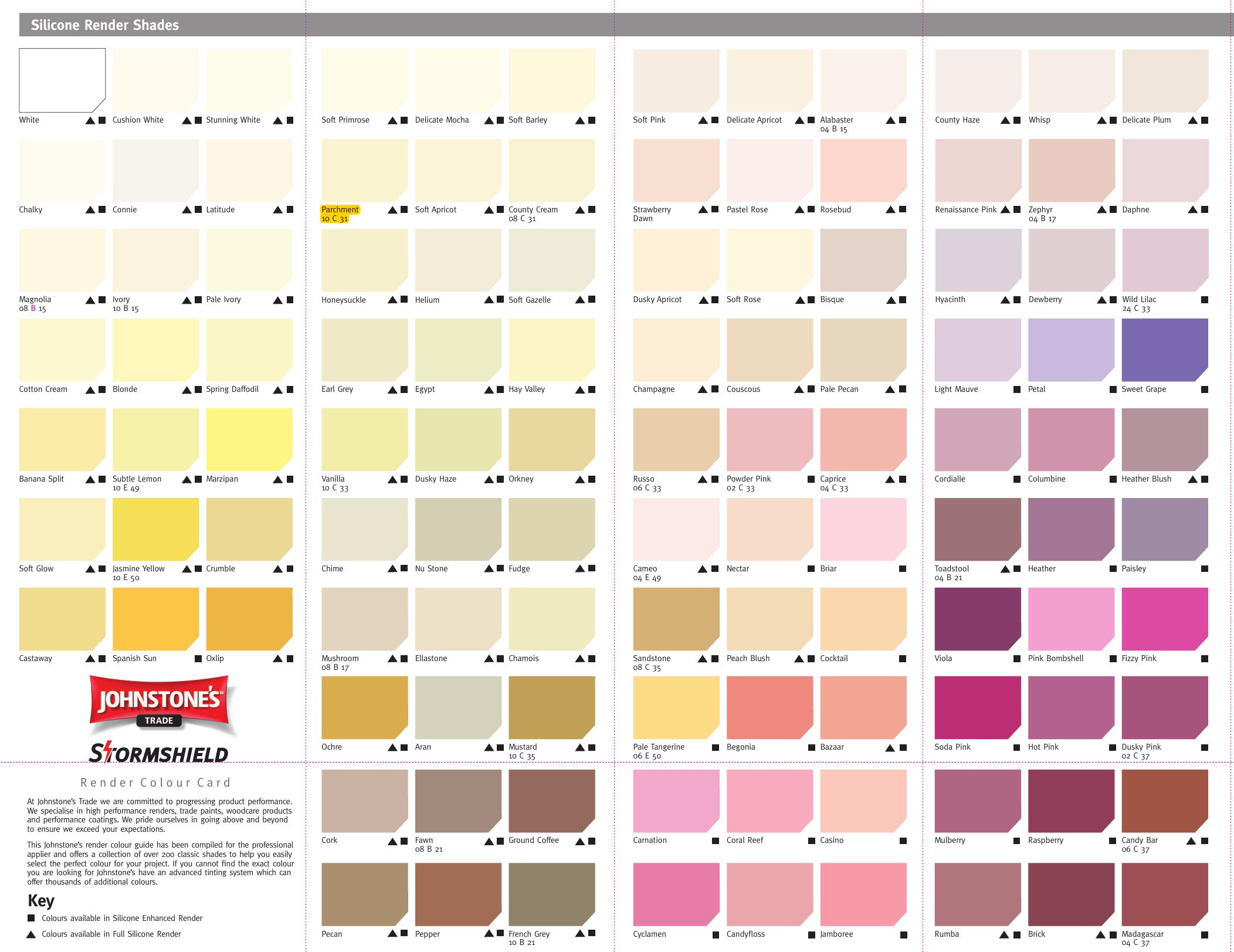 Johnstones render colour guide