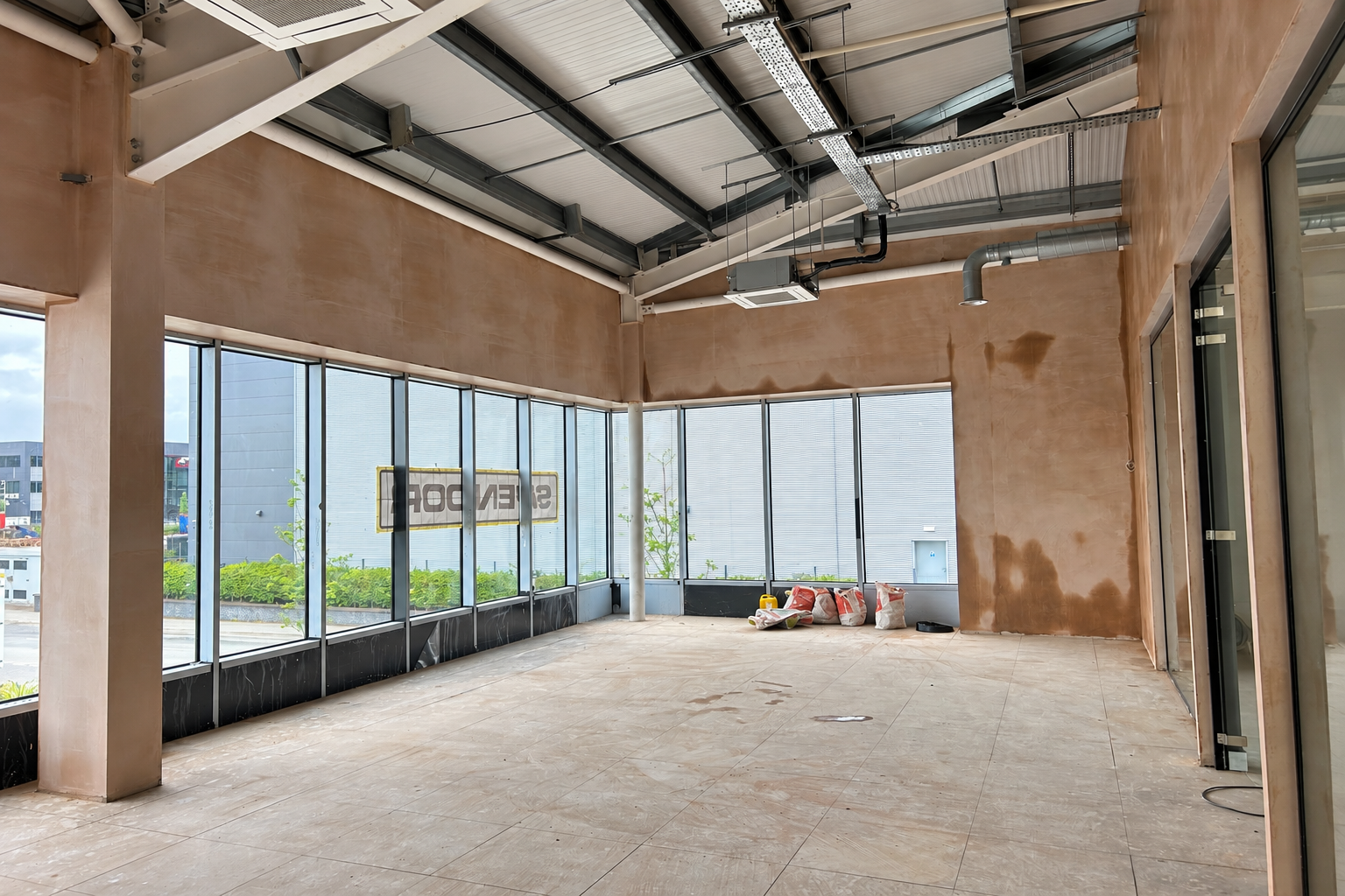 Large interior undergoing plastering work by P3 Plastering
