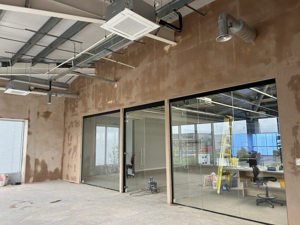 Commercial interior walls plastered by P3 Plastering during refurbishment work