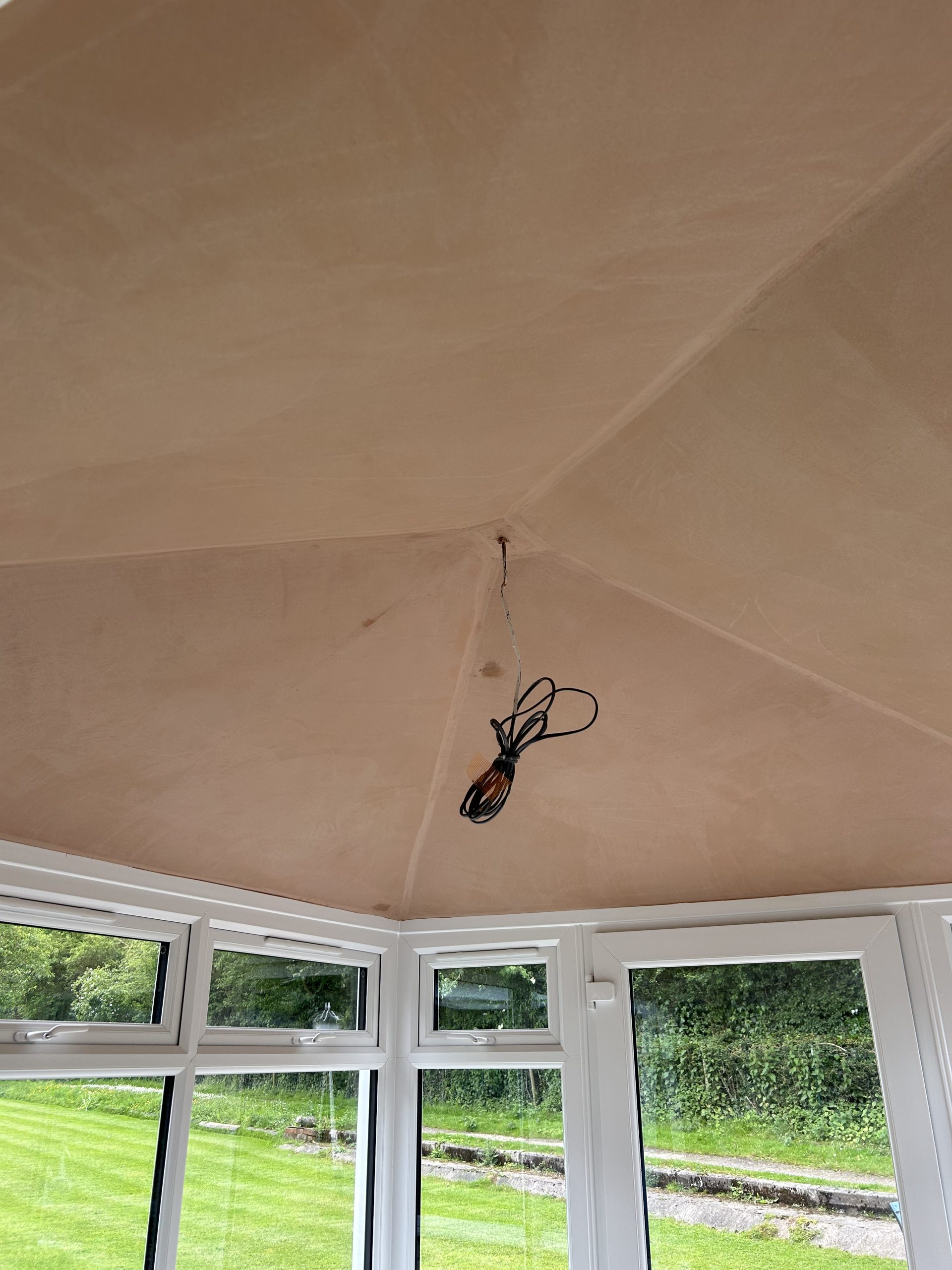 Finished insulated and plastered conservatory roof by P3 Plastering
