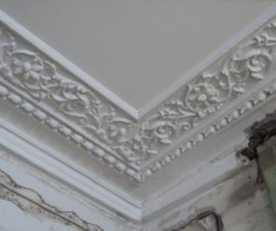 Ornate decorative plaster cornice showing traditional moulding detail