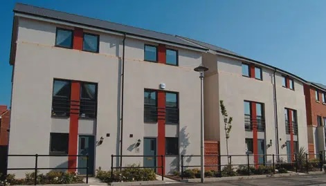 Residential properties with coloured mineral render finish