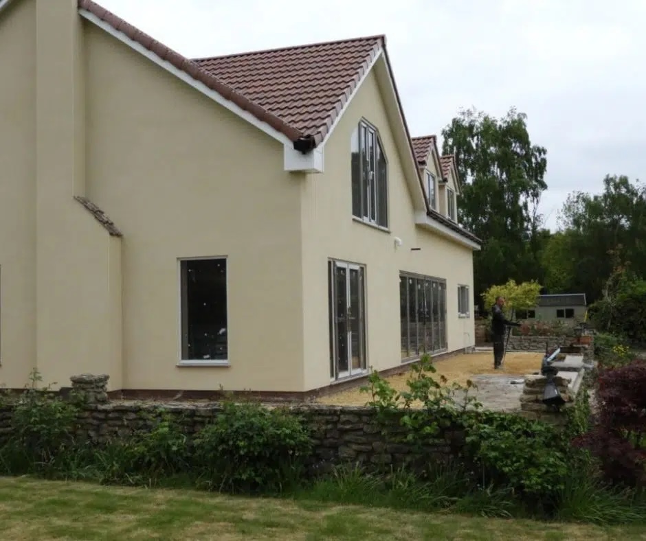 Large house with completed exterior monocouche render by P3 Plastering